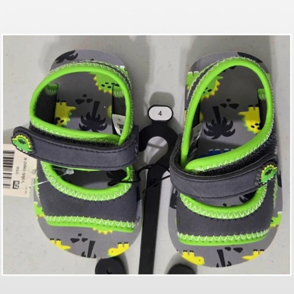New Wave Zone Shoes Kids Prewalk Baby Sandals Dino Grey Green NWT